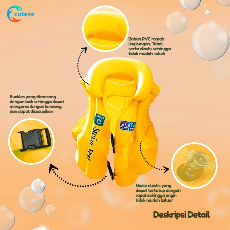 Pelampung Renang Anak-Anak, Baju Renang, Rompi Tiup, Jaket Pelampung, Peralatan Renang