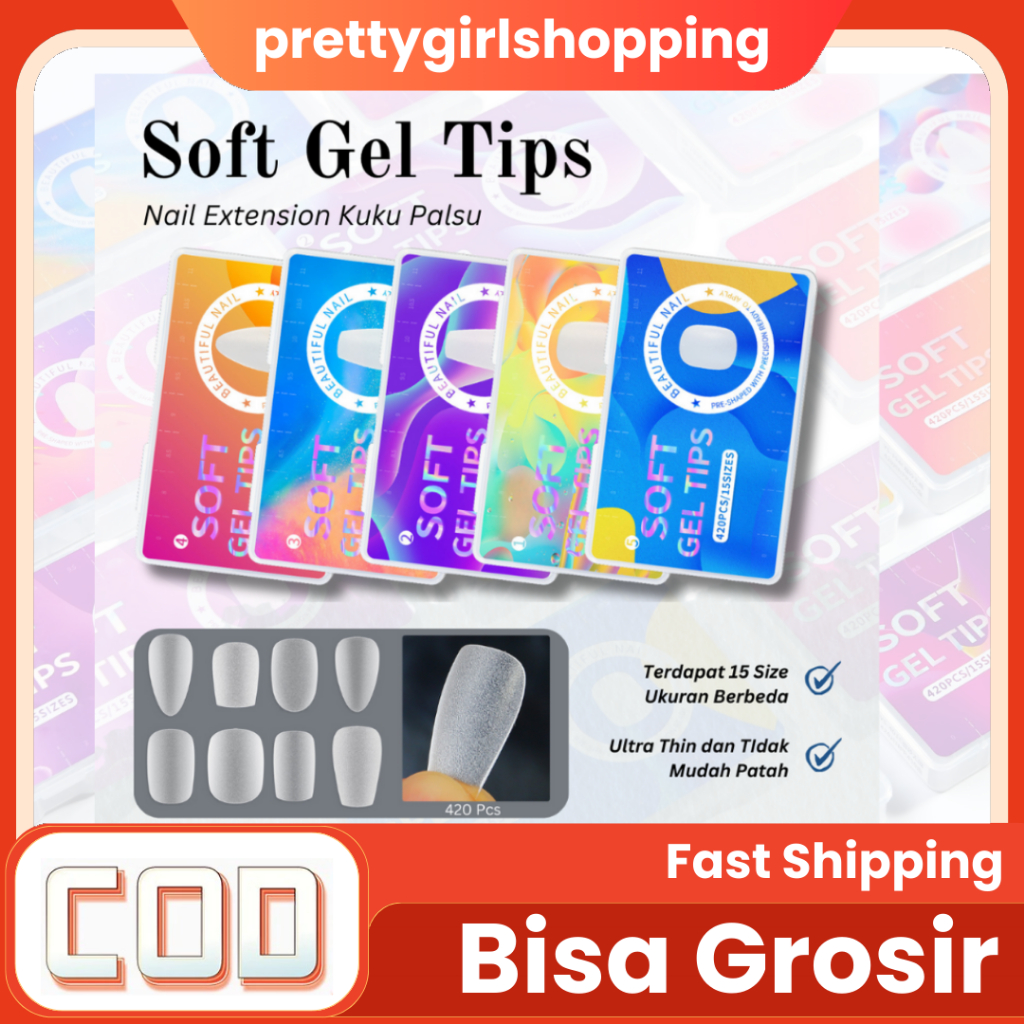 Pretty Soft Gel Tip 240Pcs/420Pcs/550Pcs/600Pcs/100Pcs Nail Extension/Soft Fake Nails Full Buff 15 S