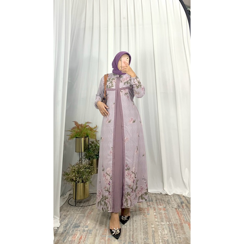 Gamis Dress Mewah Ceruty Motif Bunga