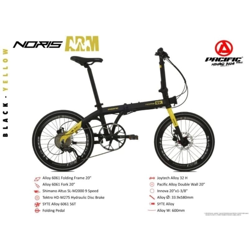 SEPEDA LIPAT 16 INCH PACIFIC NORIS ARM ALLOY 9 SPEED