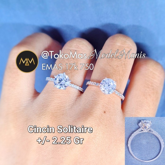 Cincin Amero Diamond Looks Emas Putih Emas Rosegold 750 kadar 17k