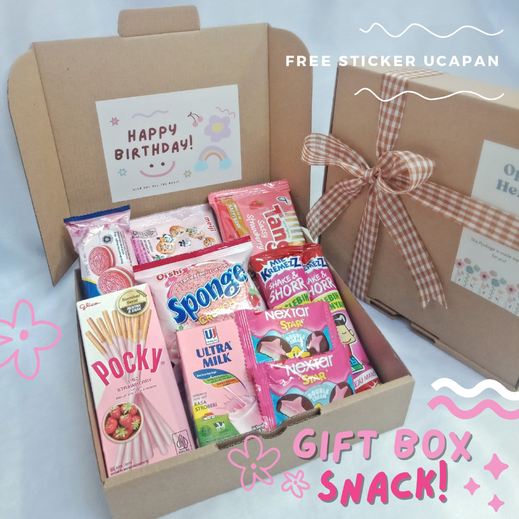 

Snack Box Hampers Kado Hadiah Ulang Tahun Ultah Wisuda Anniversary Gift Box Snack Jajan Kado Cewek Cowok Termurah Warna Pink Coklat Biru