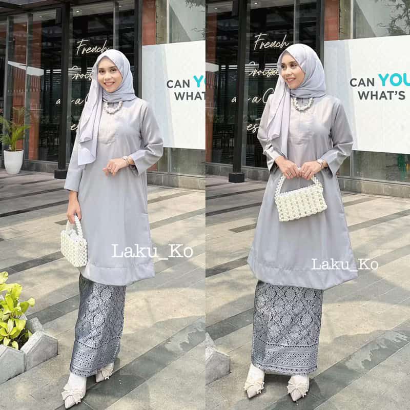 NEW KEBAYA MALAY ONE SET ROK - KEBAYA TRADISIONAL BAHAN KATUN TOYOBO // KEBAYA LONG TUNIK REAL PICT