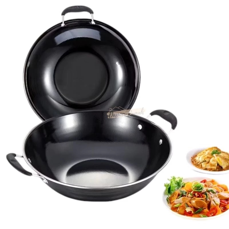 Wajan Penggorengan SHINKO 32 34 Cm/Kuali Hitam Enamel