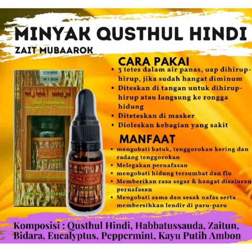 Zait Mubarok / Qusthul Hindi Berbahan 7 Herbal Pilihan
