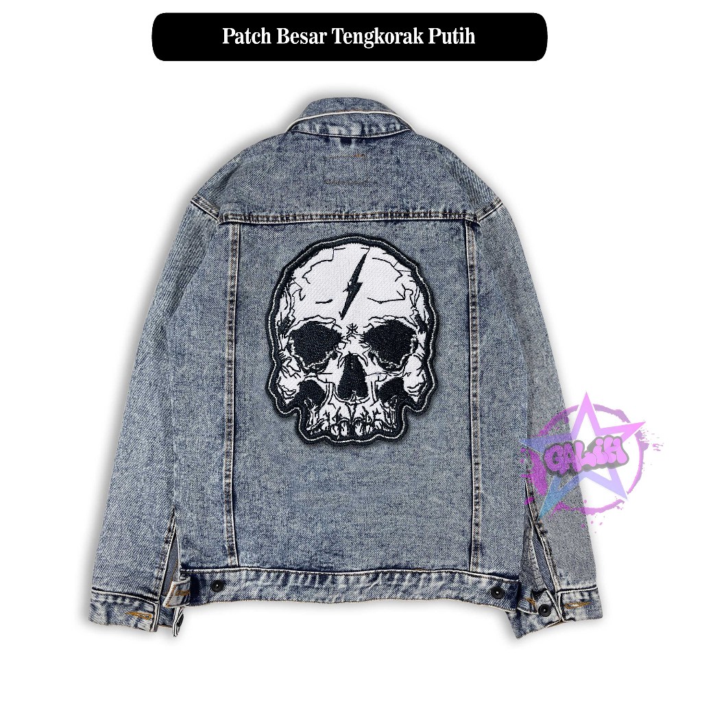 Patch Besar Tengkorak Emblem Bordir Back Patch Bordir Tempelan Aksesoris