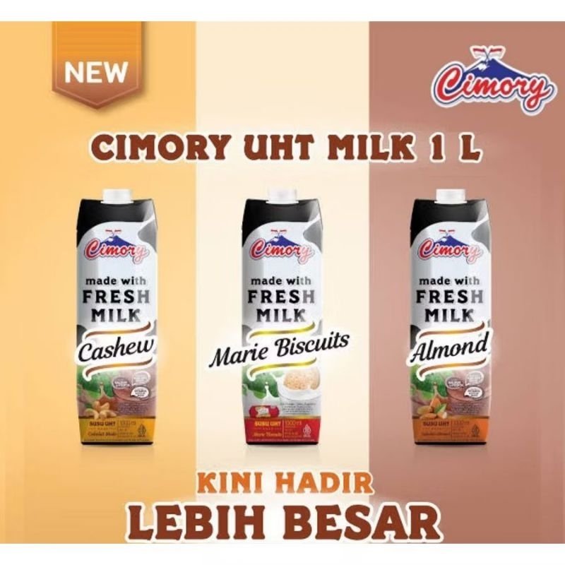 

Susu Cimory UHT Fresh Milk 1 liter / 1liter / 1L / 1000ml / 1000 ml Almond Marie Biscuits Cashew Kacang Mede