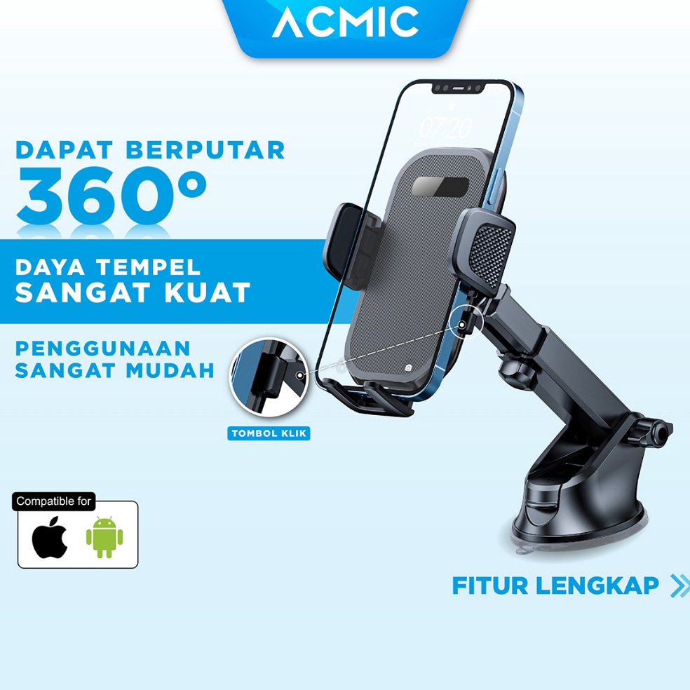 Terbaik ACMIC Smart Phone Car Holder CH1 Holder Mobil Car Phone Holder Black