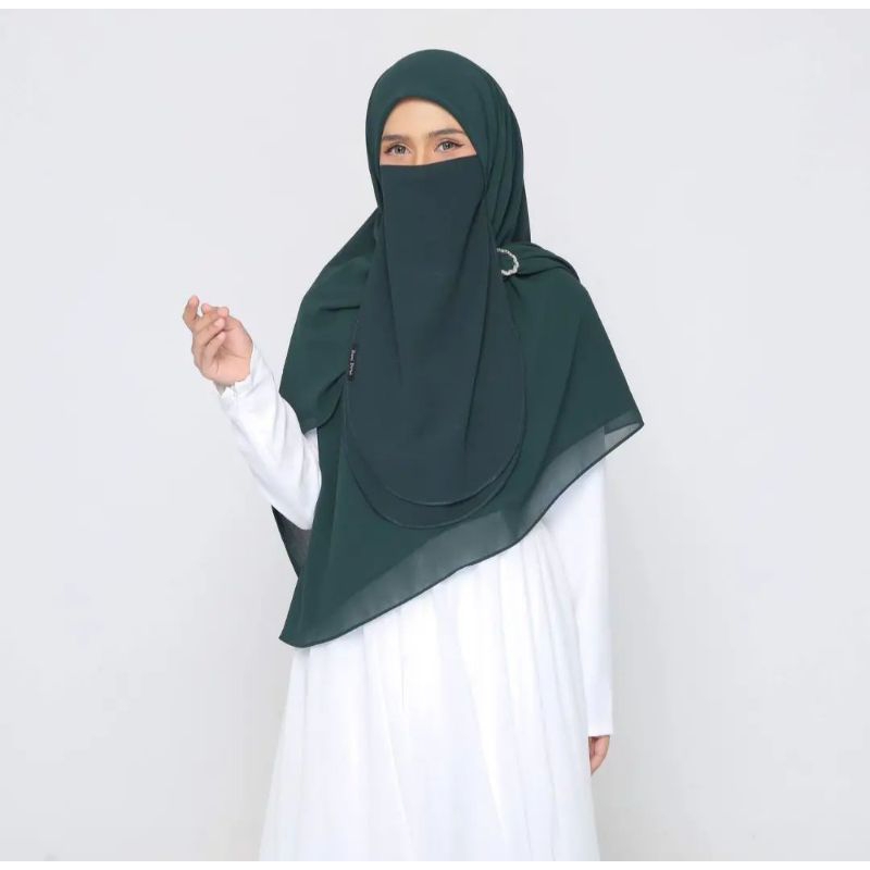 Niqab Cadar tali 2 layer sifon ceruty babydoll tanpa jahitan bawah mata
