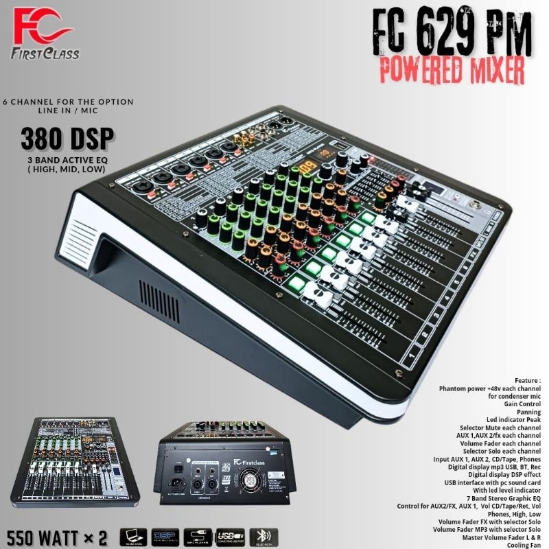 power mixer 6 channel original firstclass fc 629 pm power mixer audio karaoke