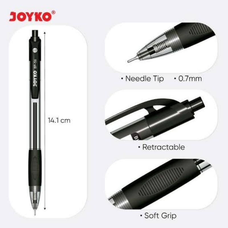 

[LUSIN / 12PCS] BALLPOINT BP-56 JOYKO / PENA JOYKO BP 56 HITAM