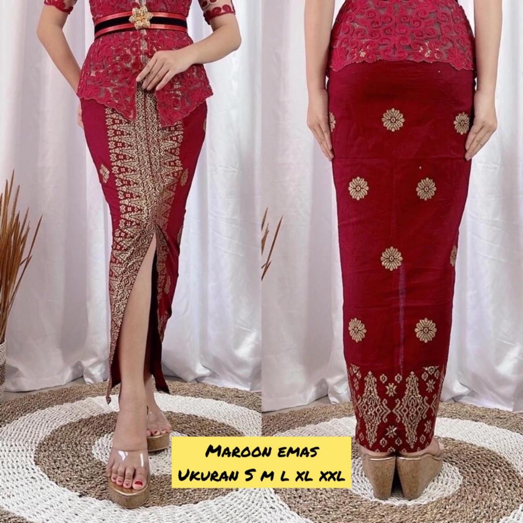 Rok Bali Prada Dewasa Rok Span Batik Panjang Songket Katun Print Prada Ukir Bawahan Kebaya Modern Wi