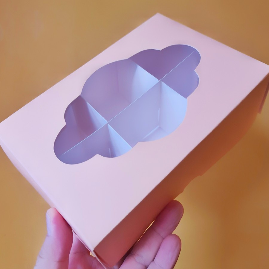 

12 pcs box kemasan mochi daifuku sekat isi 6 ukuran 6x6x6cm warna pink salem