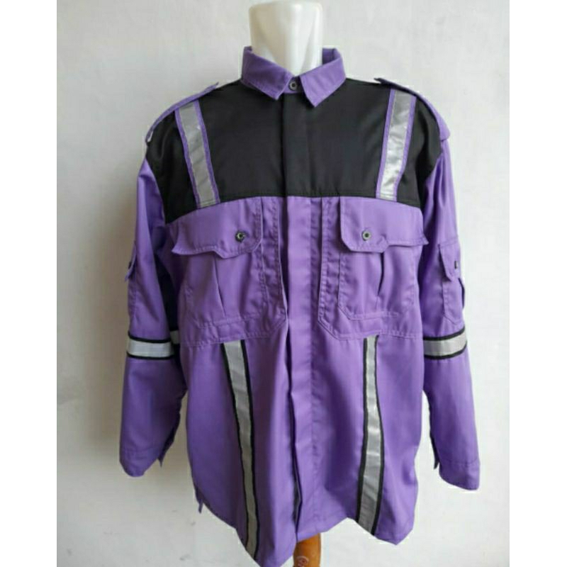 BAJU SERAGAM SAFETY KOMBINASI UNGU HITAM LENGAN PANJANG SCHOTLITE 3M/PAKAIAN KERJA