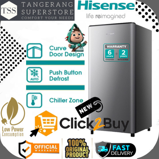 KULKAS HISENSE 1 PINTU RR195D4IGN RR195D4 RR195 SUPER FAST FREEZING LOW WATT LEMARI ES 1 PINTU HISEN