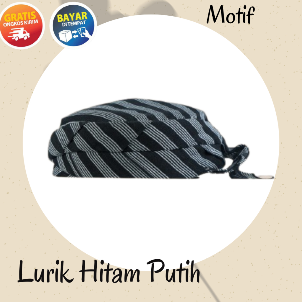 Peci Batik Jogokariyan Motif Lurik Hitam Putih Kopiah Sorban Kupluk