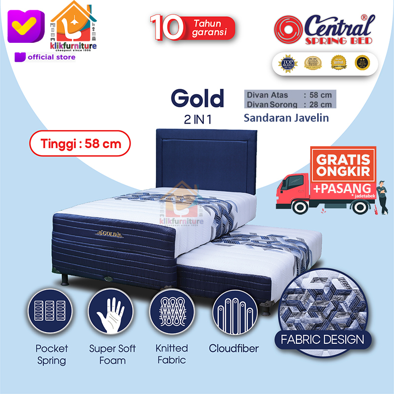(1 Set) Gold 2in1 Two in One Sandaran Javelin Central Springbed