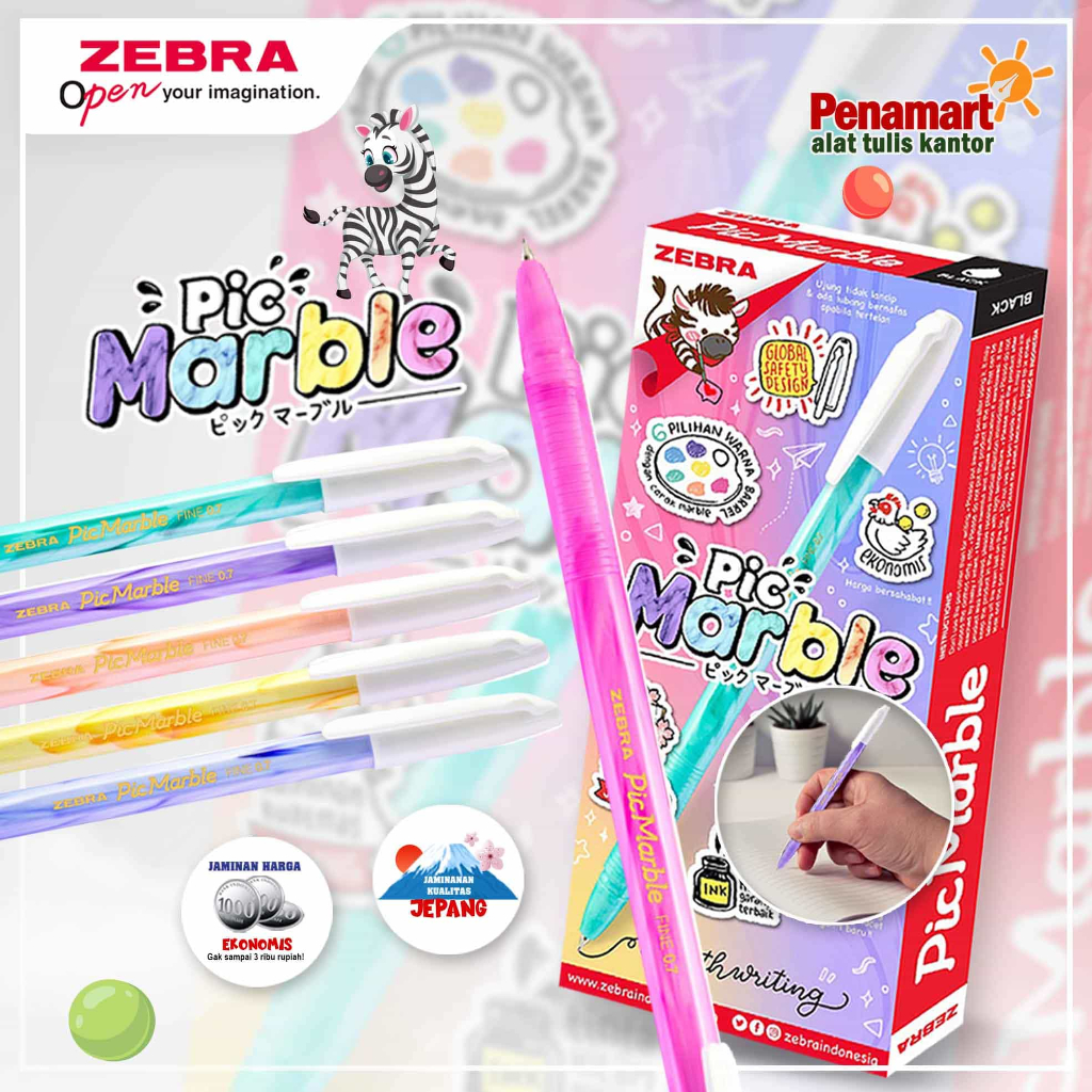 

Pulpen/ Bolpen/ Pen Pic Marble Fine 0.7 Semi Gel ZEBRA 1 Lusin (P1012)