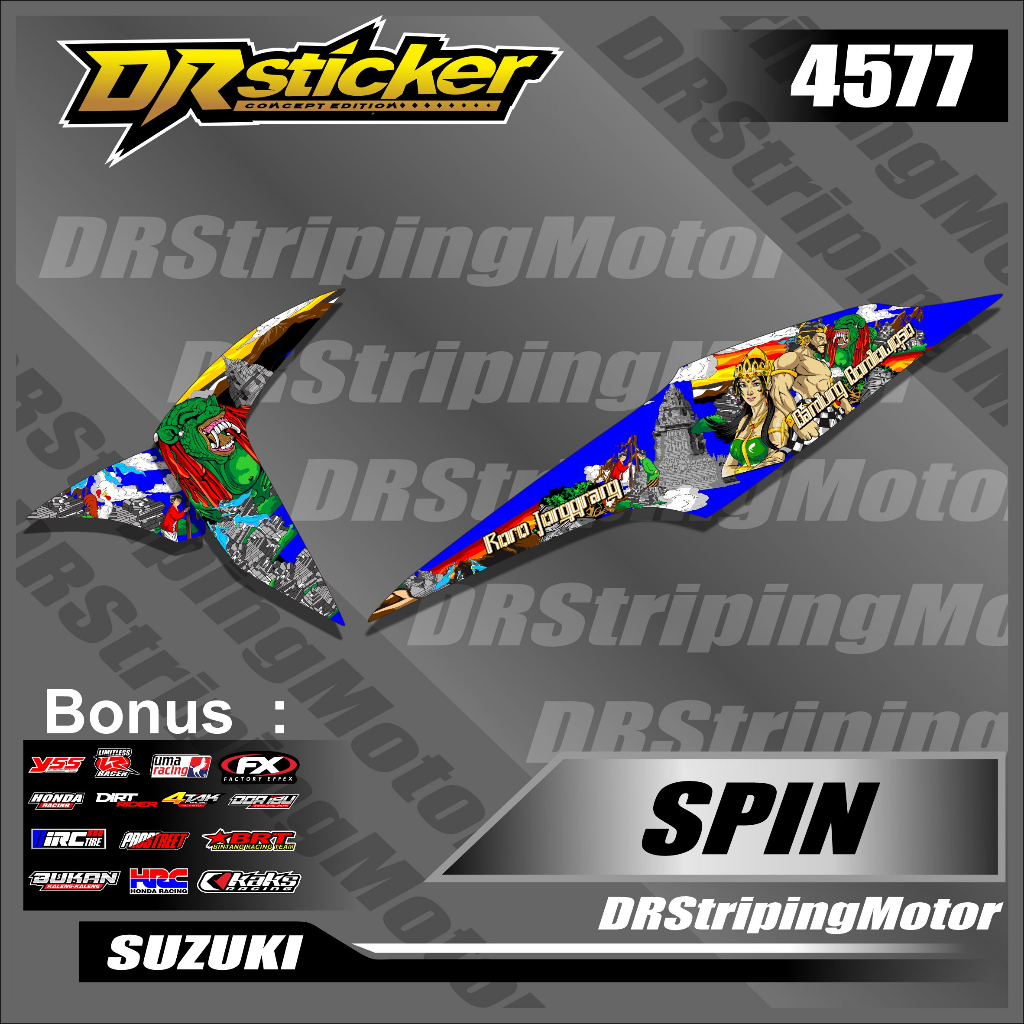 Sticker COD Striping Motor Suzuki SPIN- Sticker Satu Set kanan Kiri - Sticker Keren Desain Motif Gam