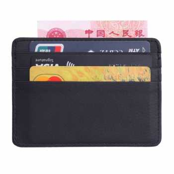 

[HAJ] TRASSORY Dompet Kartu Bahan Kulit ID Card Holder Slim Design - 1003 Black