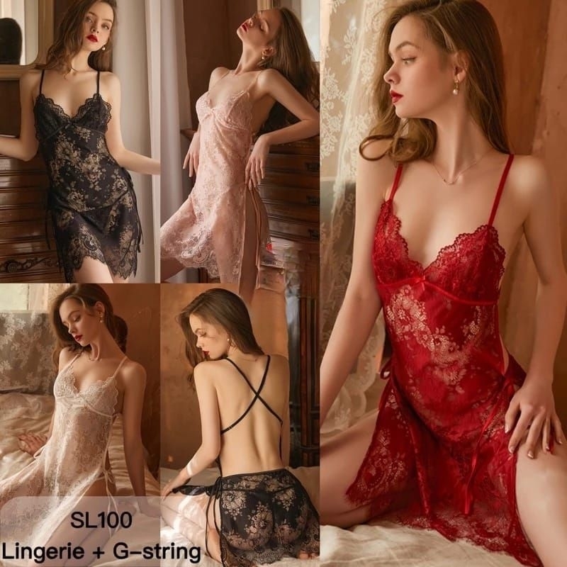 QLE TL Lingerie Sexy Hot Transparan Wanita Dress mini