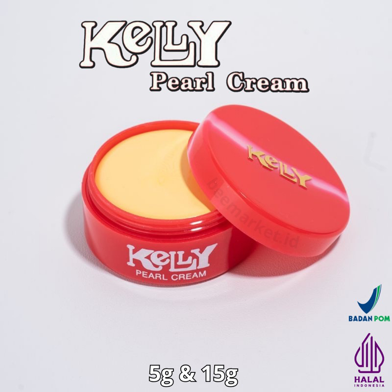 Kelly Indonesia BPOM 5 gr & 15 gr - 1 Pcs Original Kely Pearl Cream Bedak Padat Anti Air Glowing Ara