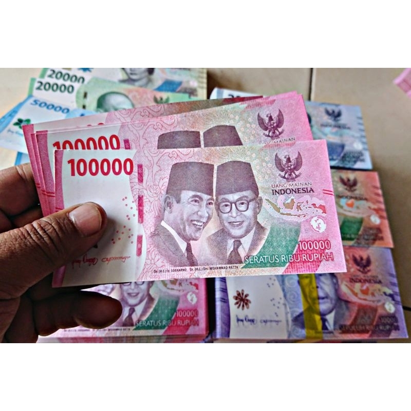 100 Lembar Uang Mainan Mirip Asli Versi Baru/Uang Mahar/ Uang Mainan Edukasi Anak