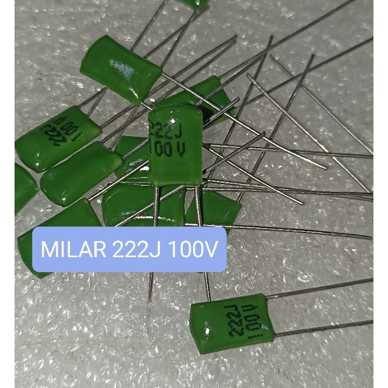 10BUAH KAPASITOR MILAR 222J 100V HIJAU MYLAR 222 J 100 VOLT 222J 100VOLT