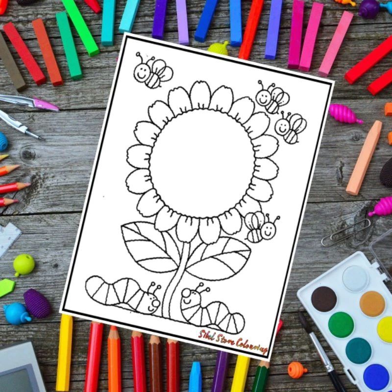 

Kertas Mewarnai Gambar Anak / PAUD 1 Pack Isi 10 Lembar Gambar Tema Flower / Bunga