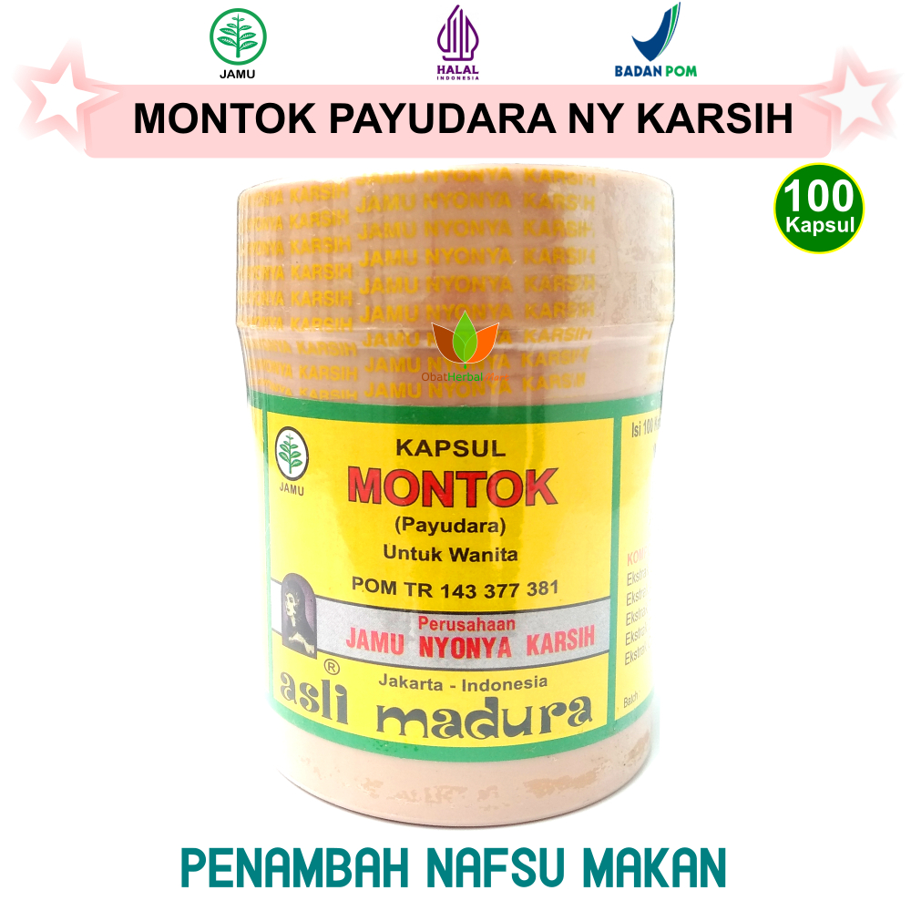 100 KAPSUL JAMU MONTOK PAYUDARA NYONYA KARSIH ASLI MADURA JAMU OBAT HERBAL PENAMBAH NAFSU MAKAN WANI
