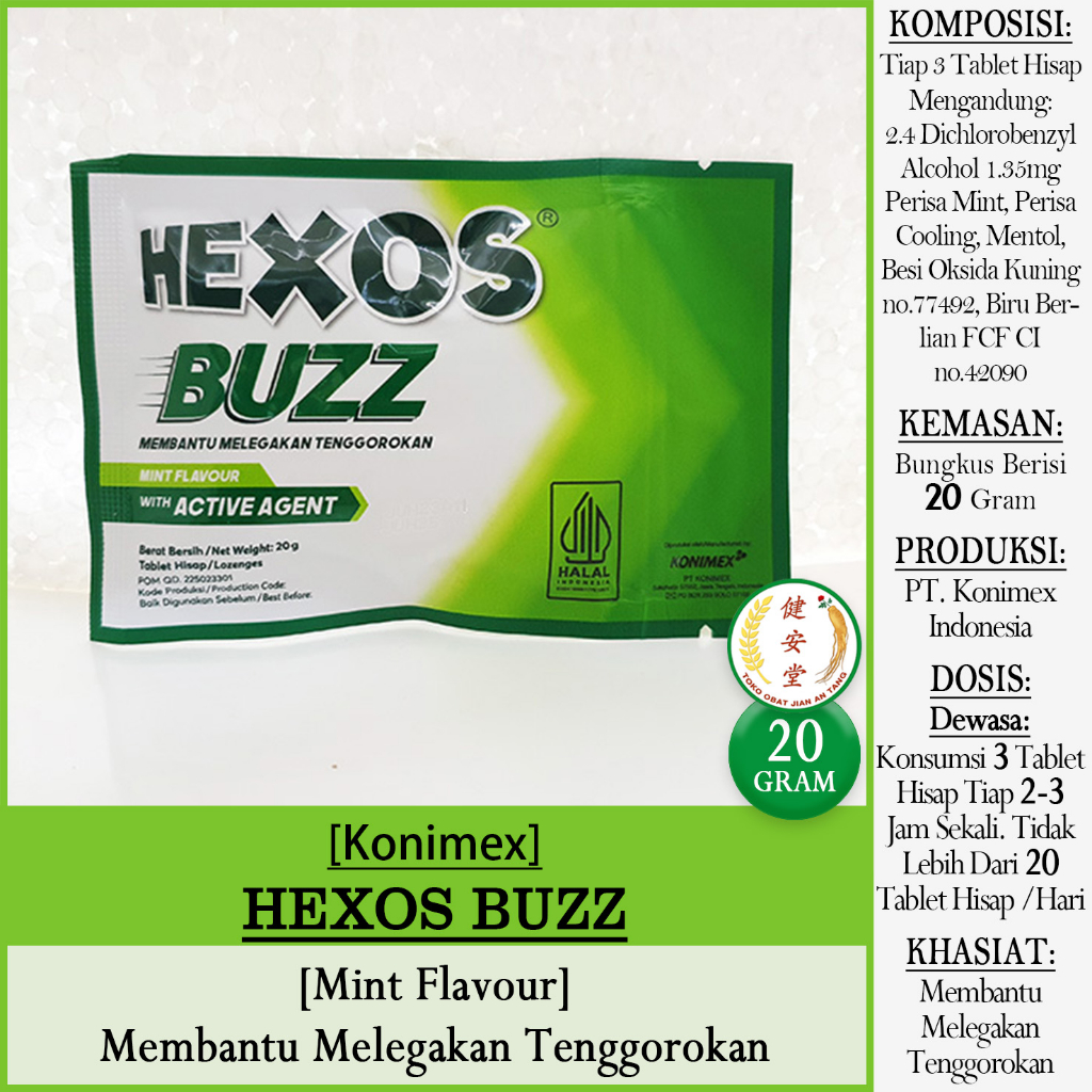 

Permen HEXOS BUZZ Pelega Tenggorokan [喉咙含片] 20g