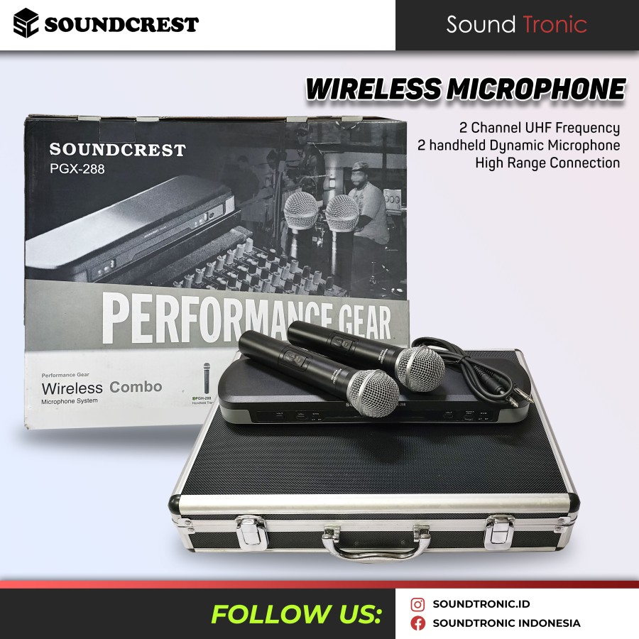 Soundcrest Mic Wireless Handle 2 Channel PGX-288 2 Dynamic Microphone