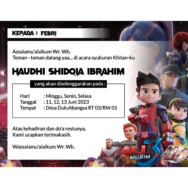 UNDANGAN KHITAN ANAK / UNDANGAN ULANG TAHUN ANAK / UNDANGAN CUSTOM