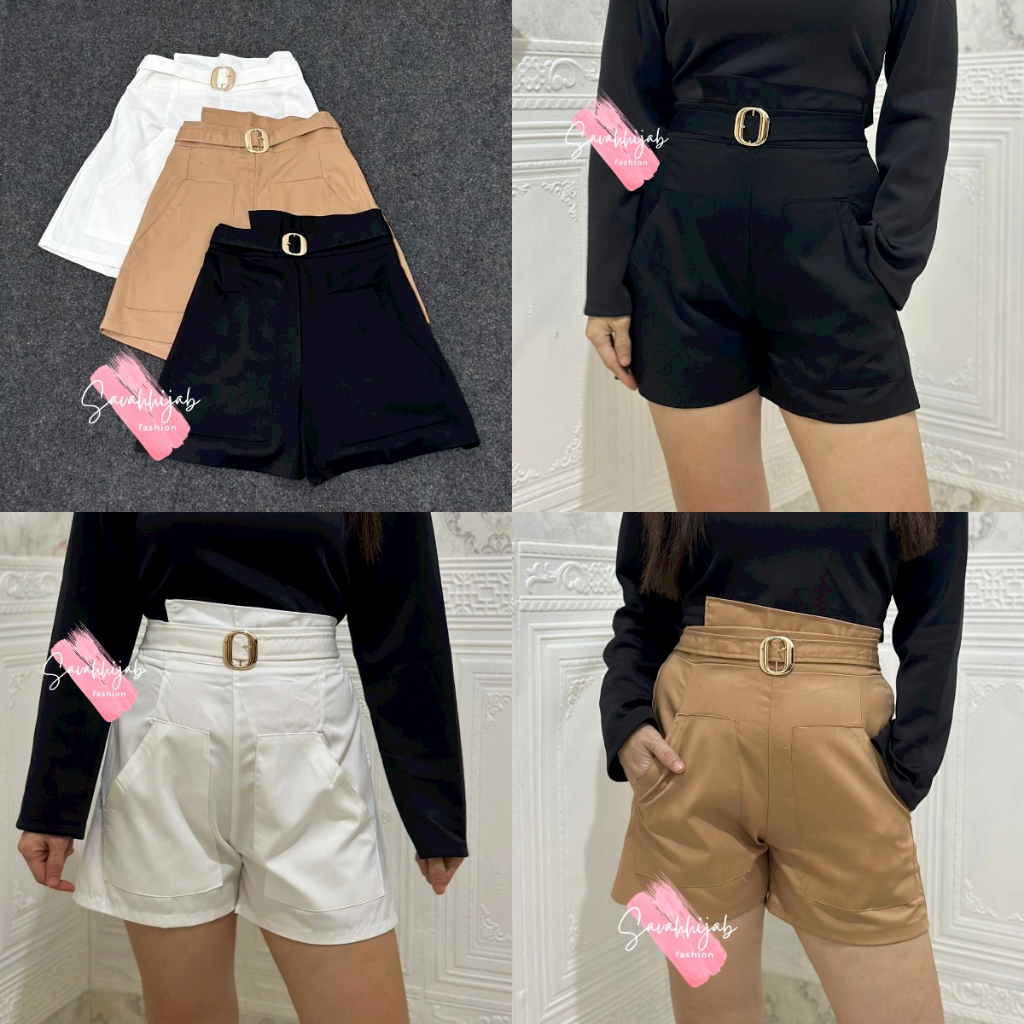 SHORT PANTS WANITA 6866 / OVAL BELT SHORT PANTS