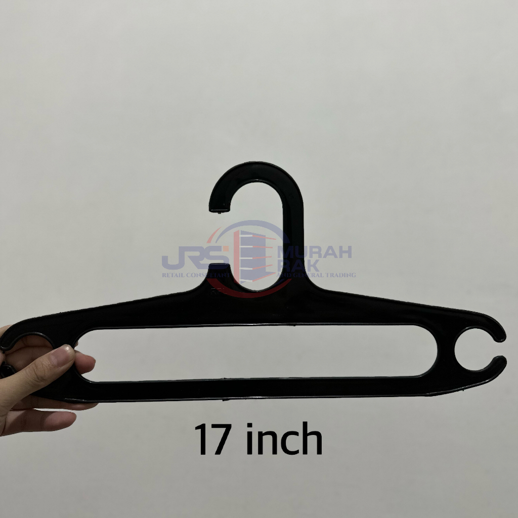 Hanger 17 inch hitam (1 LSN) / Gantungan Baju Plastik Elastis / Hanger Laundry Dewasa / Hanger baju 
