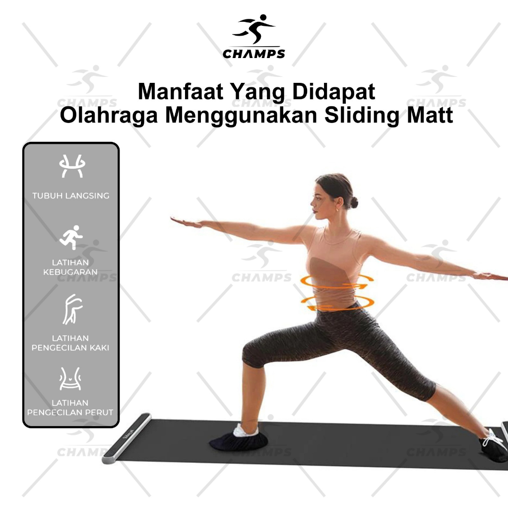 CHAMPS Sliding Mat / Matras Yoga Alat Olahraga Gym Yoga Mat - Free TAS