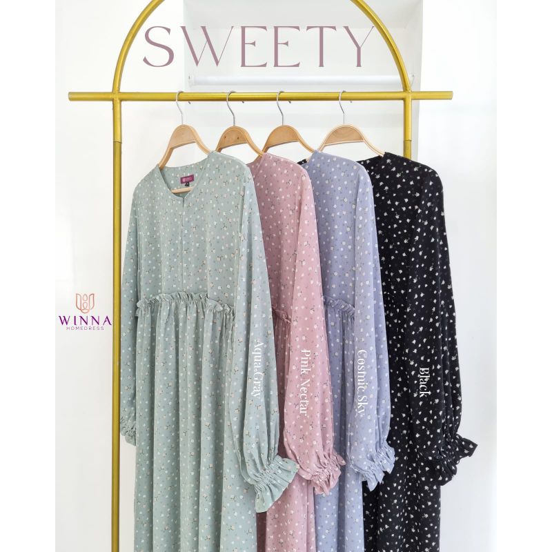 DASTER GAMIS SWEETY BY WINNA Homedress Lengan Pendek dan Lengan Panjang bahan Mango Crinkle