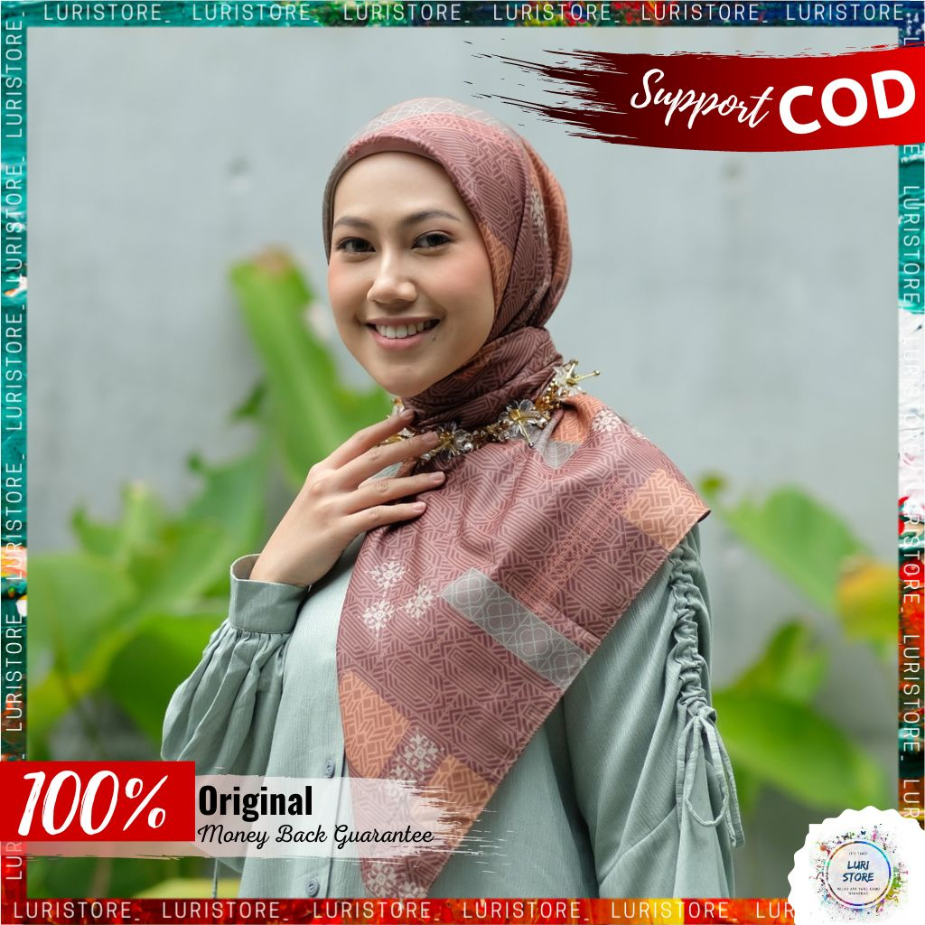 KERUDUNG DEENAY ORI AURE NUTMEG Hijab Jilbab Segi Empat Segiempat Voal Motif Denay Terbaru