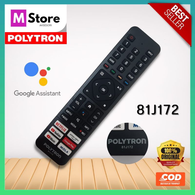 Remot Remote TV LED Polytron Smart Android (ORIGINAL) 81J172 81J208