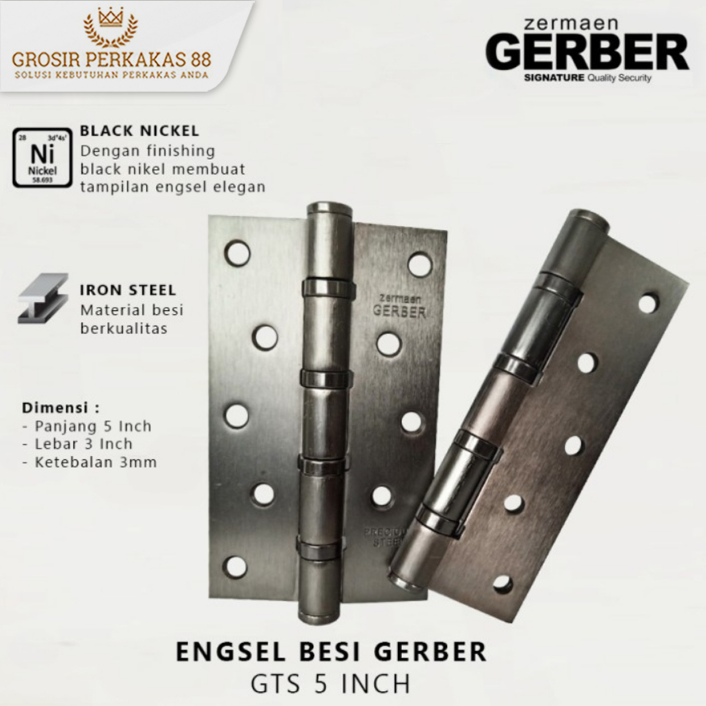 Engsel Pintu 5 Inch Rumah Besi Jendela Esel Tebal Hitam Kamar Gerber