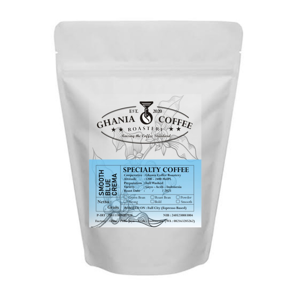 

Kopi Blend Smooth Blue Crema 30/70 Ghania Coffee 1KG