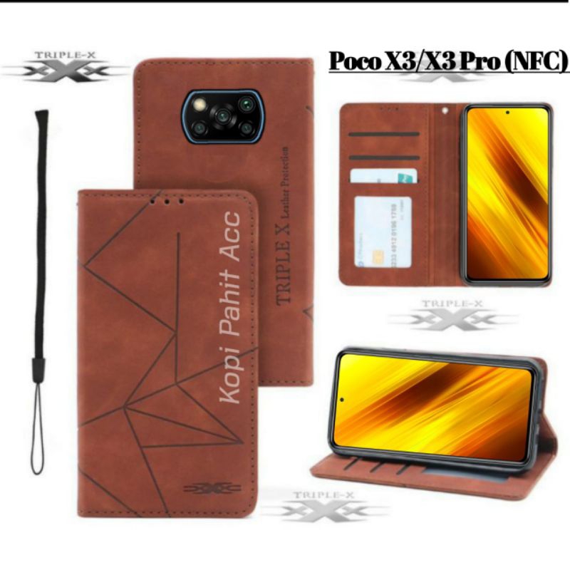 Casing Untuk Hp Xiaomi Poco X3 X3 Pro Nfc Flip Cover Wallet Case Dompet Sarung Kulit Hp Premium