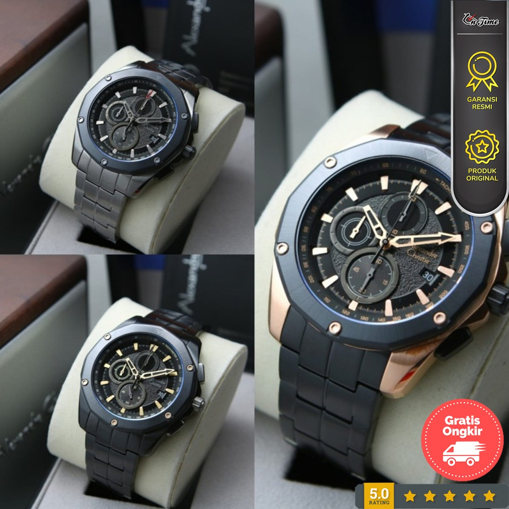 Jam Tangan Alexander Christie Pria Rantai AC 6663 MC Anti Air Original Terbaru Mewah 2023