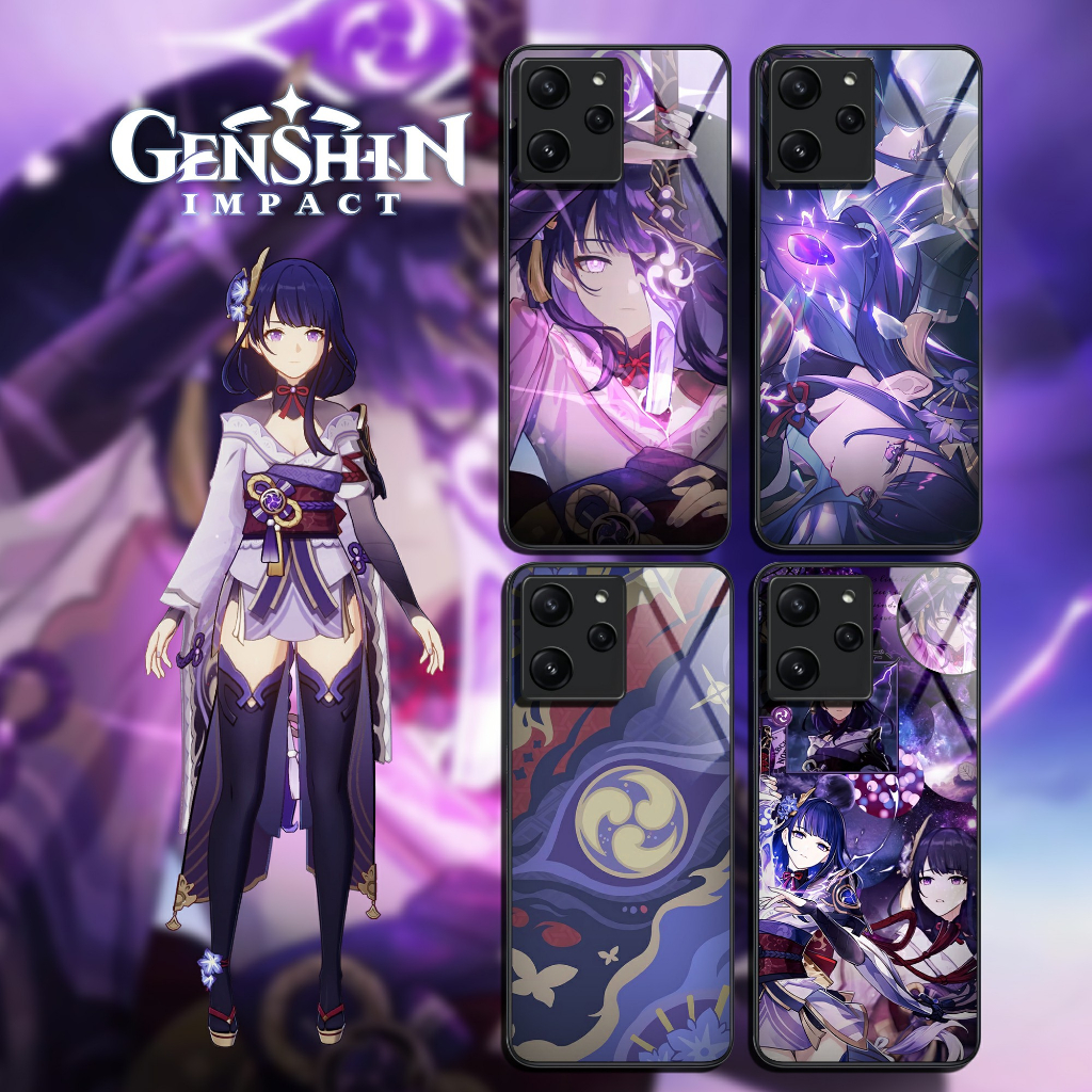 G568 Softcase Kaca Case Kilau Genshin Impact Raiden Shogun Semua Tipe HP - INF*NIX IPH*NE OPP* RE*LM