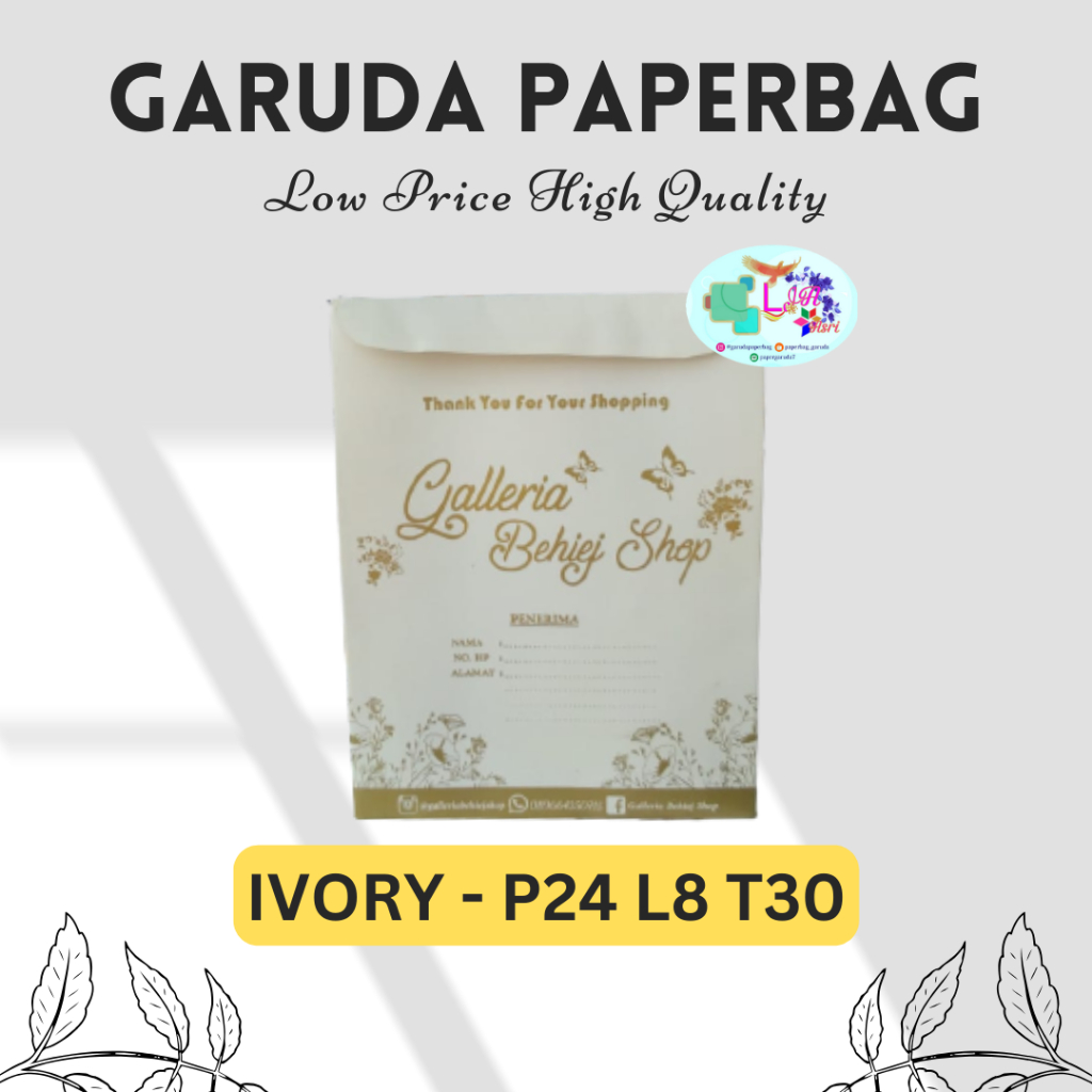 

Paper Bag Amplop, Paperbag Murah, Packaging Bahan Ivory Putih 210gsm Cetak Logo Free Design