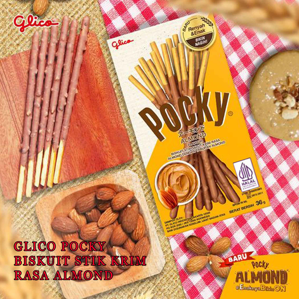 

Biskuit Stick Cream * Glico Pocky * Biskuit Rasa Almond * 36gr