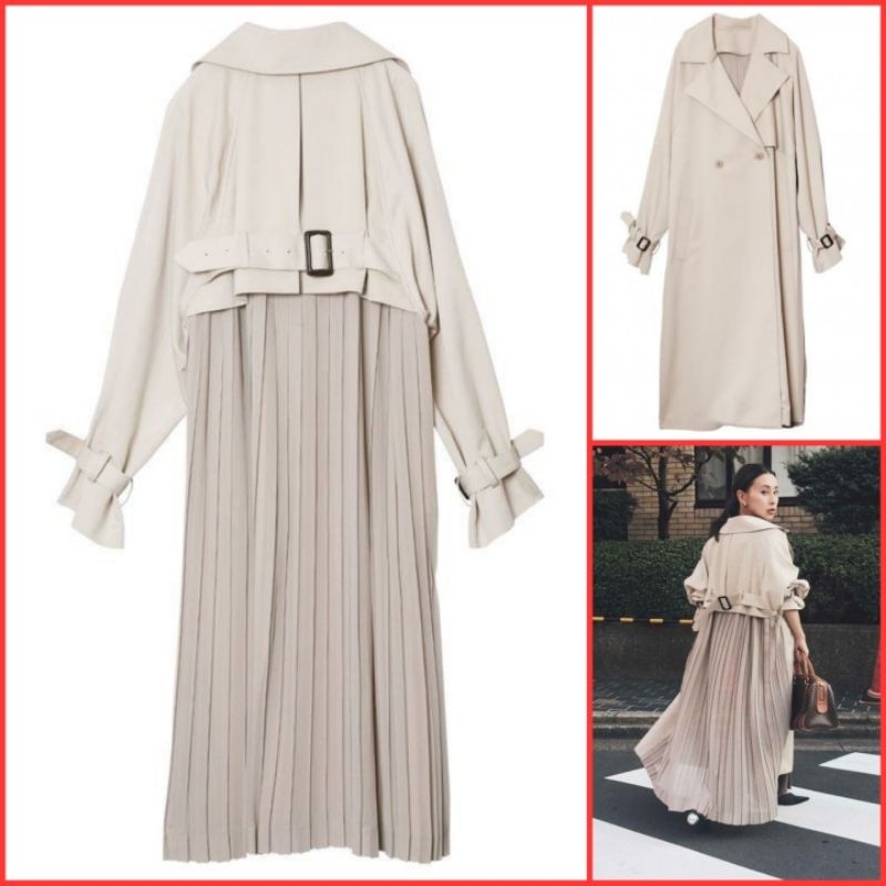 Plisket long Coat/Pleated long Trench coat / Mantel plisket