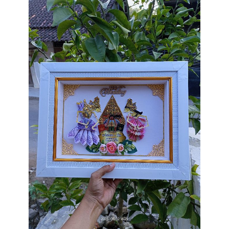Bingkai Figura Mahar Pernikahan Wayang Rama Sinta Simple Bahan Aksesoris Mahar Hiasan Dinding