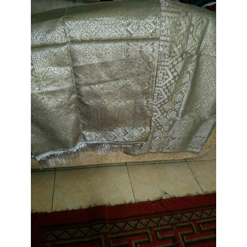 songket palembang tenun mesin warna hijau sage