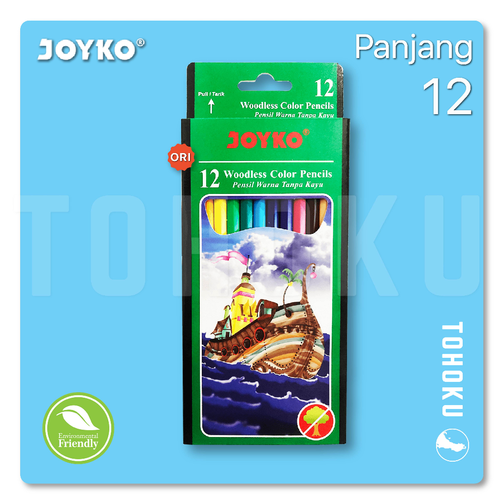 

Joyko Pensil Warna 12 Ramah Lingkungan - Joyko Woodless Color Pencils 12